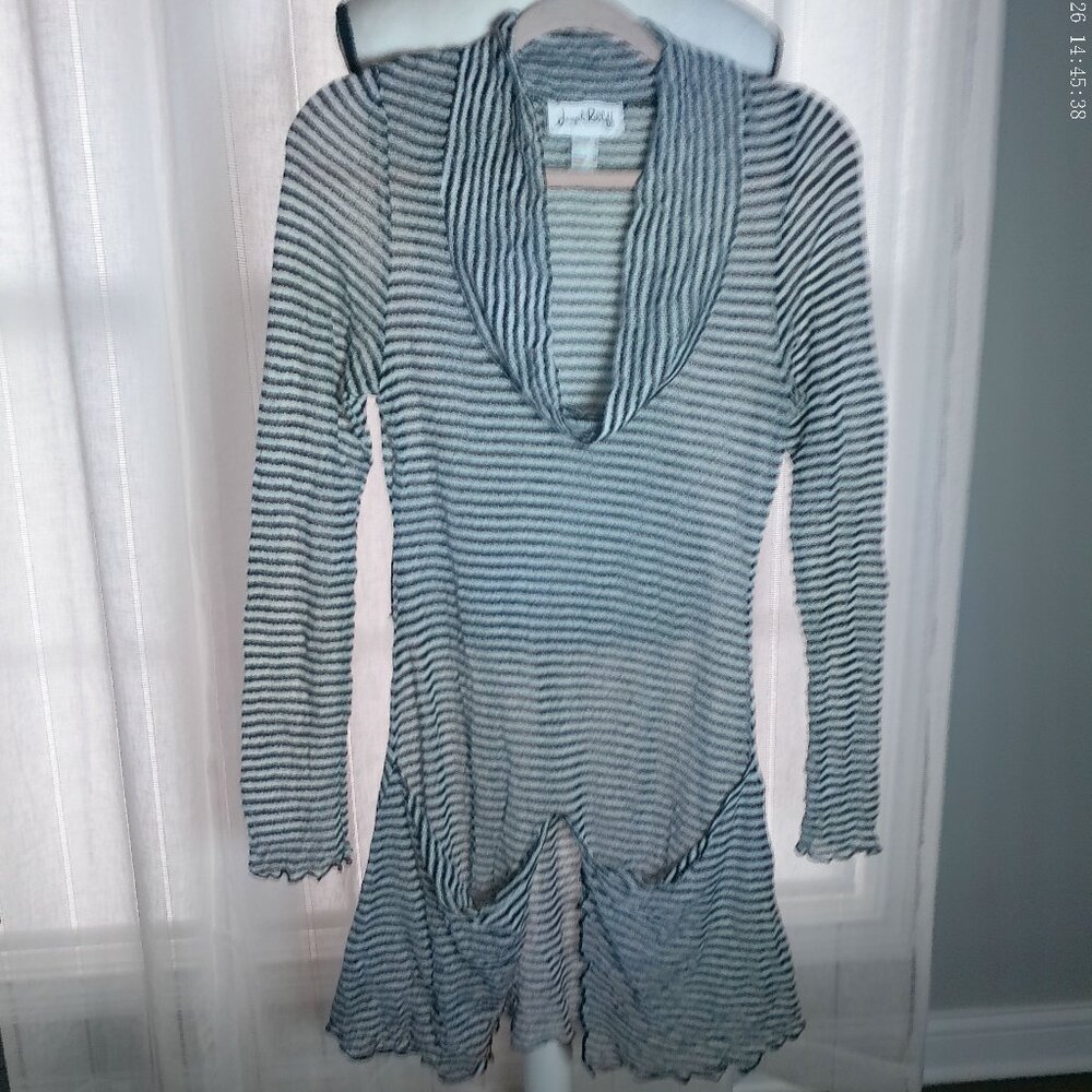 JOSEPH RIBKOFF Dress Mini Cowl Neck w/Pockets White w/Black Stripes 6